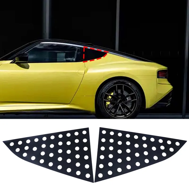 

2 шт., черный алюминиевый сплав для Nissan 400Z 2021 +, задняя треугольная оконная сотовая панель автомобиля, декоративная наклейка, внешние аксессуары