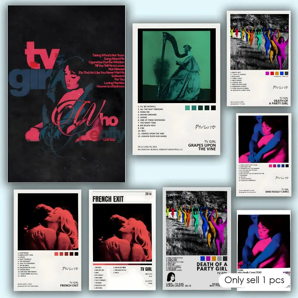 T-Tv Girl Classic Music Album Cover Poster Aesthetic HD PVC Wall Art - Waterproof Wear Resistant For Home Hotel Bar