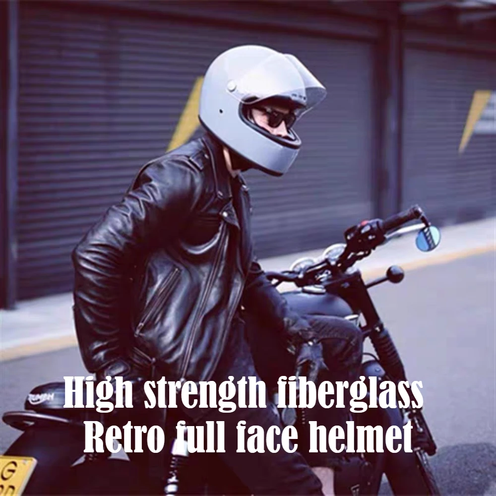 

Vintage Cruise Full Face Helmet Men Women Four Seasons High Strength Fiberglass Motorcycle Helmet Casco Moto Motorbike Helmet