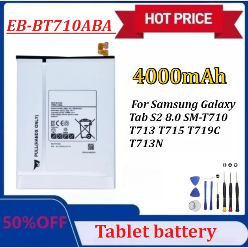 

Модернизированный аккумулятор для планшета EB-BT710ABA EB-BT710ABE 4000 мАч для Samsung Galaxy Tab S2 8.0 SM-T710 T713 T715 T719C T713N