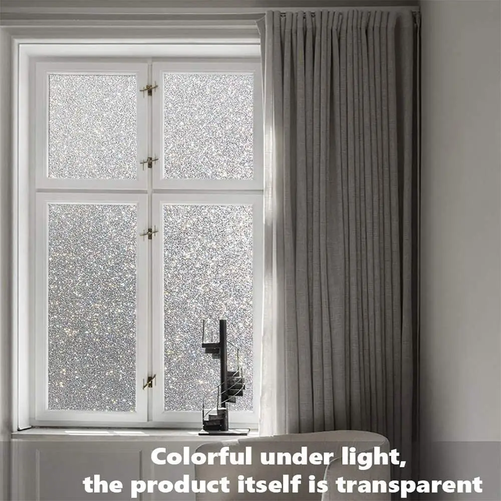 1Roll Matte Frosted Glass Window Film Privacy Protection Self-Adhesive Window Stickers Sun Blocking Heat Insulation