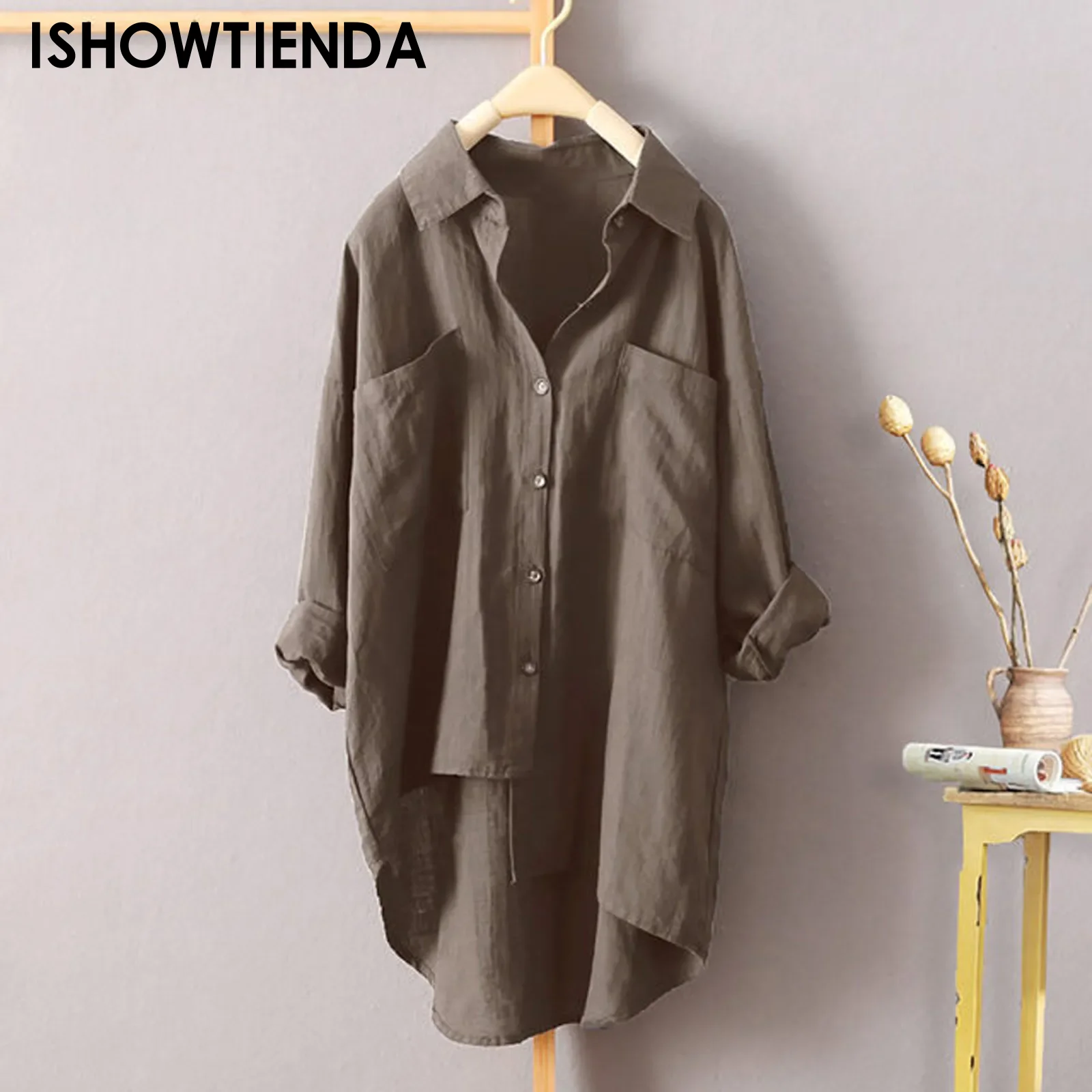 

Casual Solid Shirt Short Sleeve Asymmetric Loose Blouse Vintage Harajuku Oversized Shirt Elegant Tunic Summer Tops Women 2024