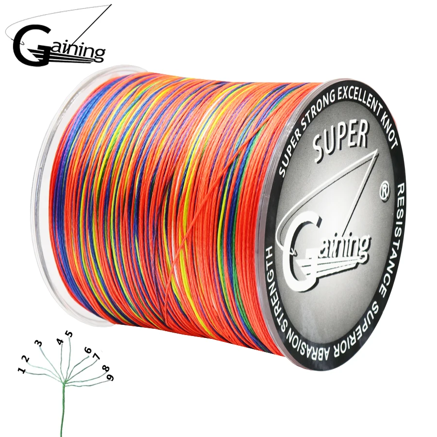 9 Stränge PE Angelschnur 300 M 500 M 1000 M Mehrfarbige Multifilament Geflochtene Draht Karpfen Angelschnur Werkzeug