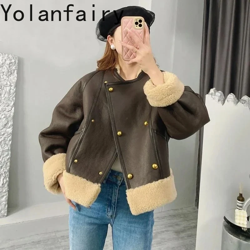 

2024 Winter Natural Wool Fur Coat Women Fashion Real Fur Coats Short Fur Jackets for Women Korean Streetwear Pelliccia Donna SGG