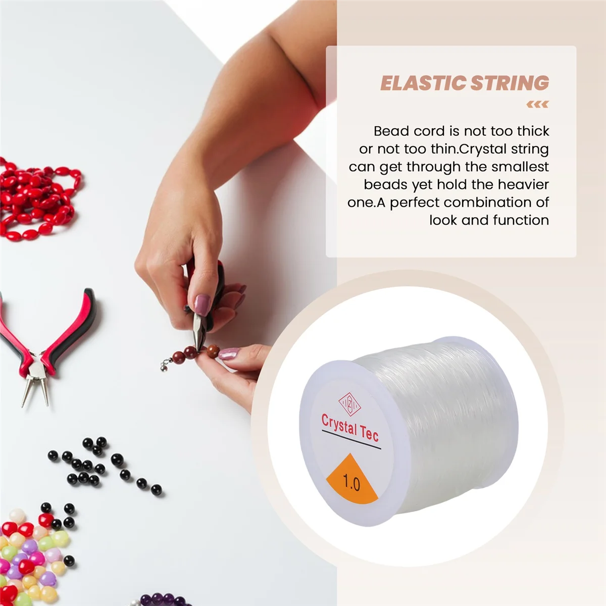 ABQR 1 مللي متر واضح حبة الحبل كريستال مطاطا بسط سوار سلسلة لصنع المجوهرات قلادة سوار الديكور الموضوع 1.0 مللي متر #5