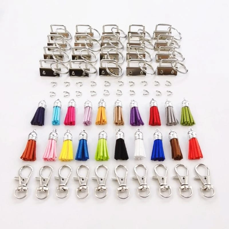 E06B 71 Pcs Keychain Tassels Set 20 Leather Tassels with Hardware Supplies 1 Pliers