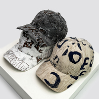 New Unisex American Vintage Letter Personal Baseball Hats Breathable Broken Style Sunshade Peaked Caps Versatile Fashion Street