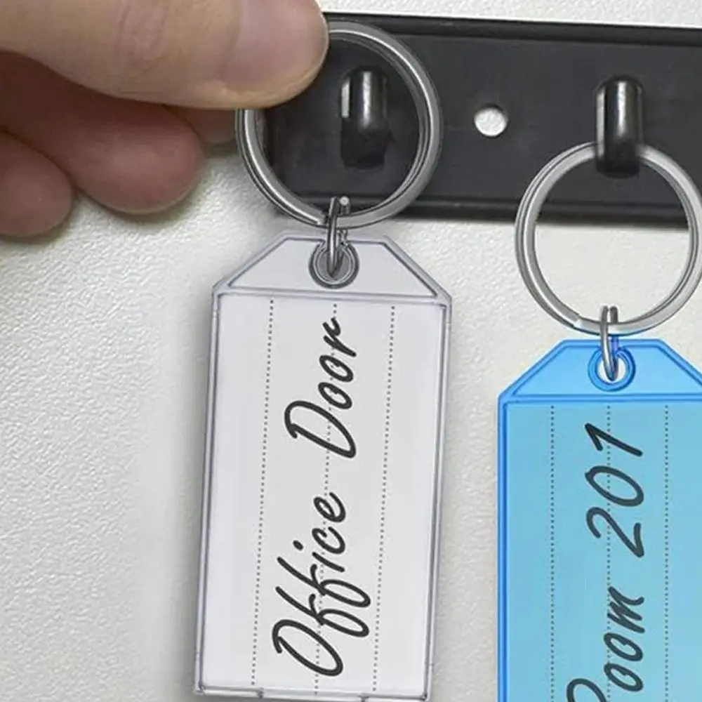 

10pcs Plastic Key Tags With Split Ring Classification Keychain Tag with Card Label Key Management Key Organization