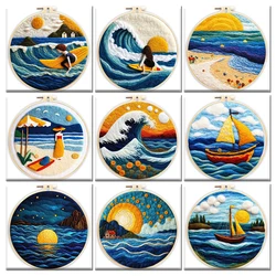 GATYZTORY Needle Felting Kit Starter Coconut Tree Felting Kit For Beginners DIY Sea Needle Wool Felting Painting Handicraft Art