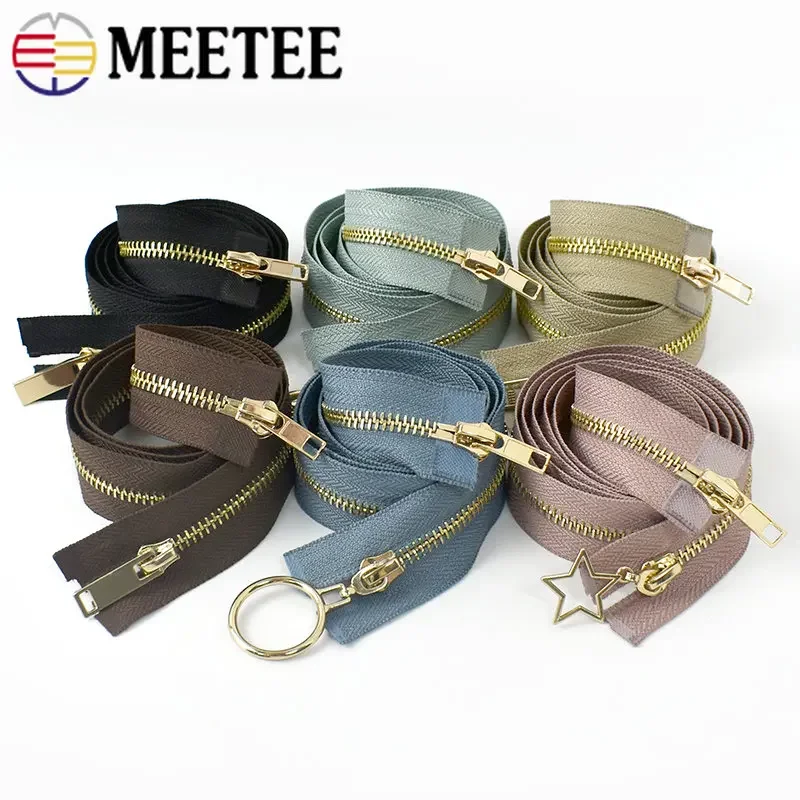 1Pc 80/100/120cm Auto Lock Metal Zipper 5# Double-slider Zippers for Jackets Coat Zip Repair Kit DIY Clothing Sewing Accessories