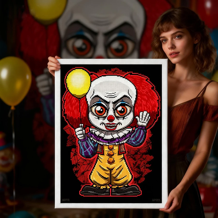 

2026 New style Clown DIY Embroidery Set Printed Cross Stitch Handmade Needlework Material Pack Cotton Thread Crafts Wall Decorat