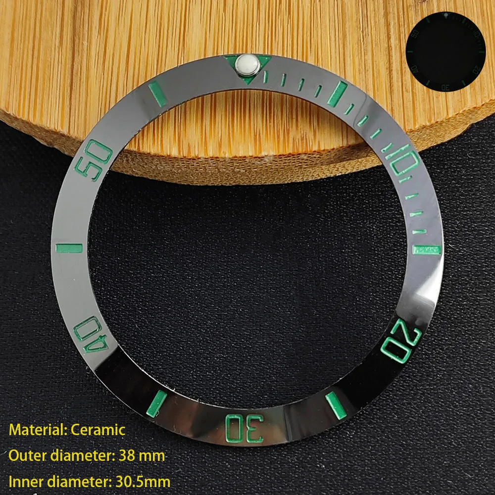 38mm luminous bezel is suitable for High Quality ceramic inserts with an inner diameter of 31.5mm in 40mm case accessories