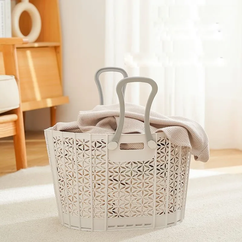 

PP Dirty Clothes Basket Clothes Storage Basket Laundry Basket Hollow Out Design Folding Extra Large Bathroom Storage BasketZF340