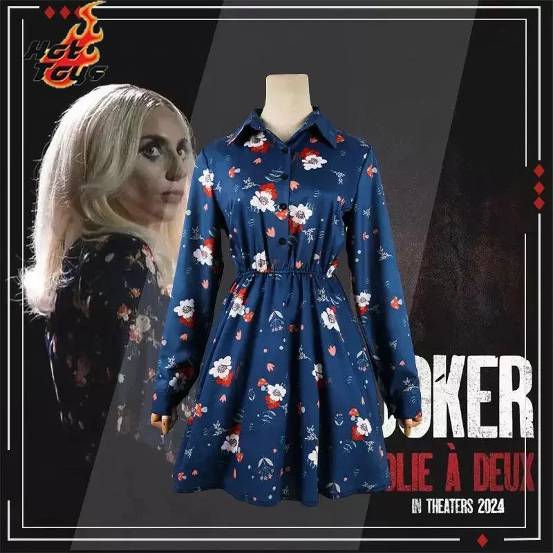 Disfraz de Harley Queen Cosplay Joker 2 Floral Sexy Rress, Performance Gaga en-ly Haute Qualité