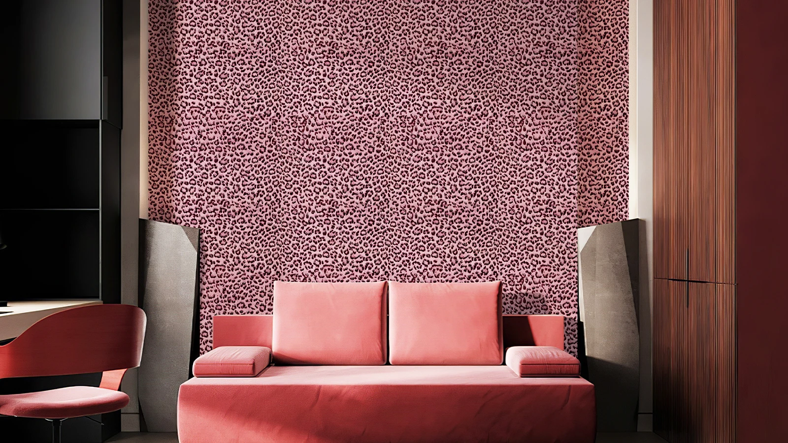 Waterproof Rose Pink Leopard Print Wallpaper for Ceiling, Living Room  Waterproof Oil Wallpaper