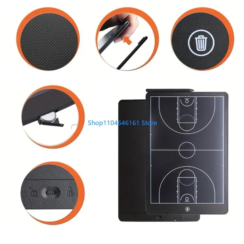Reusable Basketball Coaching Board Tactically Drawing Screen With Styluses Pen