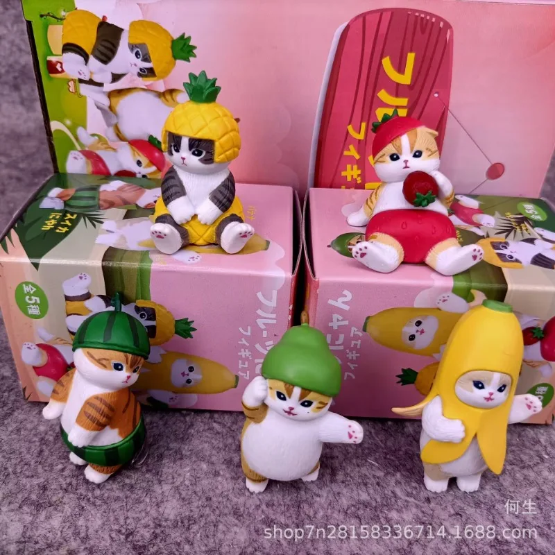 

Mofusand Fruit Party Series Клубничный арбузный кот Фигурка для косплея Слепая коробка Милый котенок Декор для стола Коллекционный подарочный набор