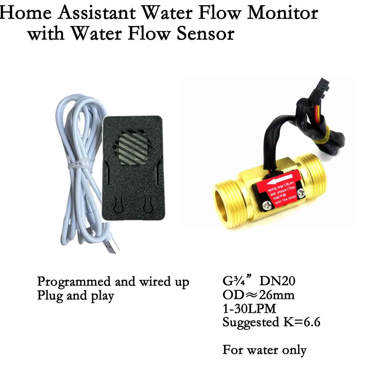 Kit de fluxo wi-fi assistente doméstico, concha de latão/liga, vários tamanhos opcionais, medição de fluxo, hall, sensor de fluxo de água, medidor de vazão de turbina