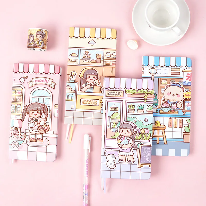 A6 Cute Anime Cartoon Agenda Planner Notebooks for Girls Diary Weekly Monthly Planner Grid Paper School Supplies Mini Notepads