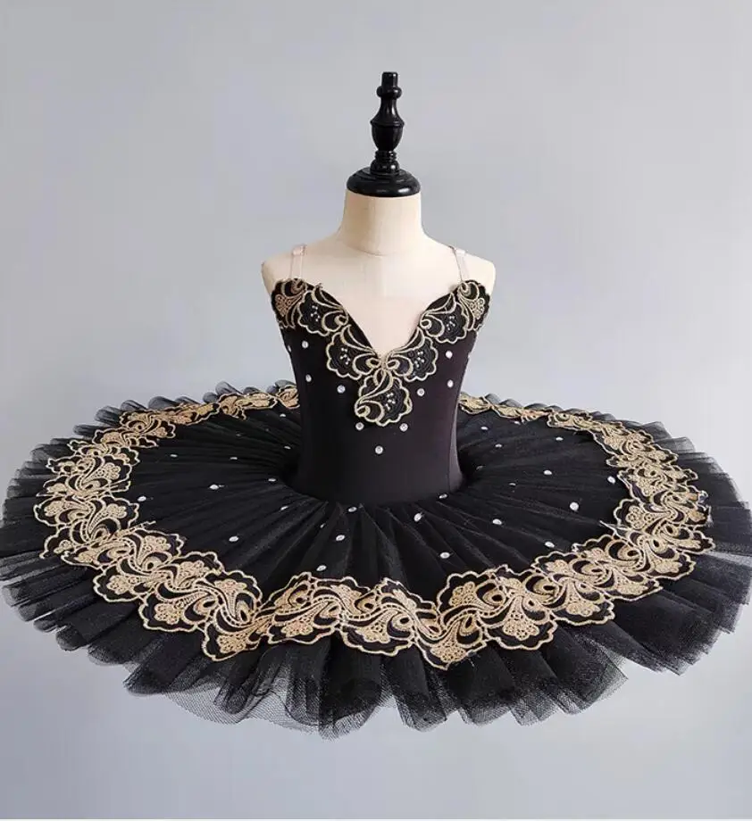 New Style Black Ballet Dance Costumes For Breadcrumb Fairy Sleeping Beauty Tulle Sugar Pancake Tutu Wear Swan Lake