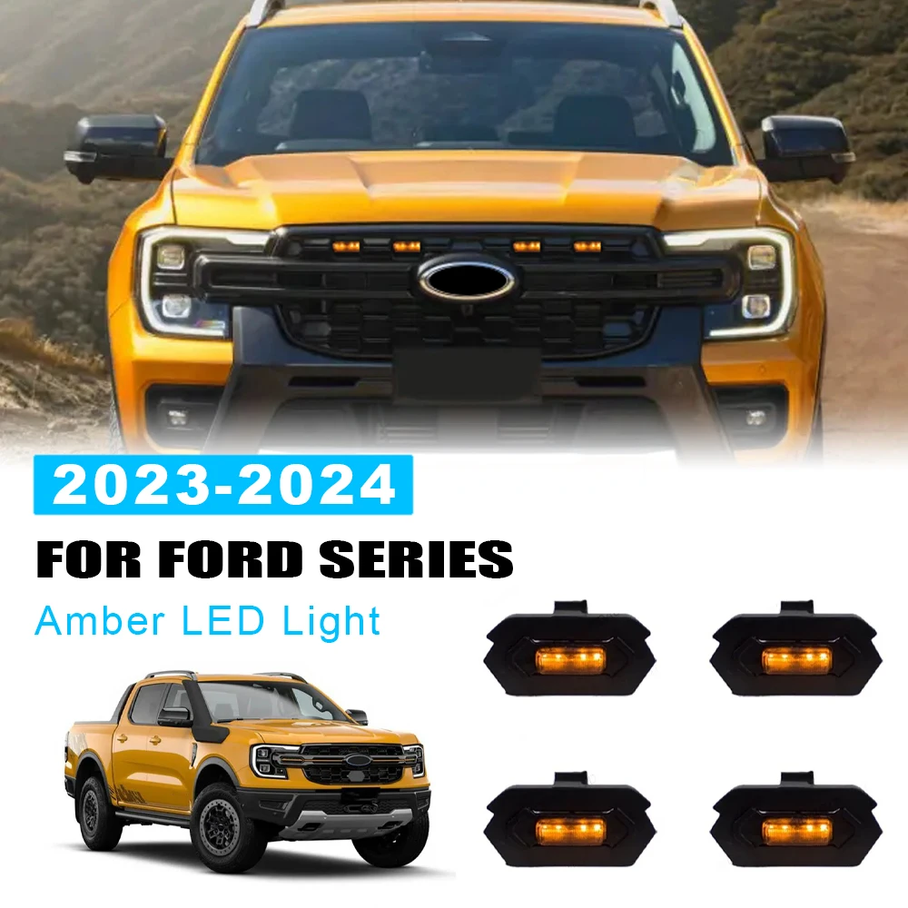 

Янтарный светодиодный светло-желтый светильник в стиле Raptor, полупрозрачный корпус, решетка, светодиодные передние противотуманные фары для Ford RANGER T9 2023-2024