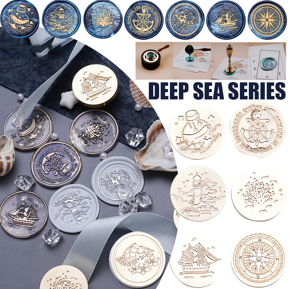 

Deep Sea Series Sealing Wax Stamp Heads 3D Brass Wax Grain Seal Head Retro DIY Craft Decor Tool 30mm for Envelope Cards