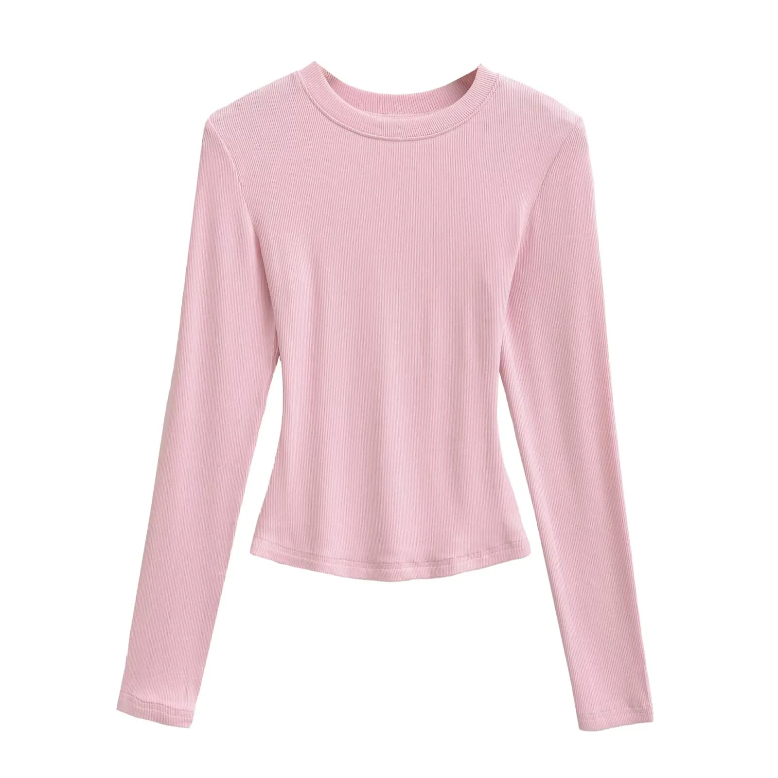 سليم صالح طويل Sve جولة Ne تي شيرت لون نقي الشارع Sle الخريف Faion الساعة الرملية الخصر ملابس داخلية قاعدة أعلى للنساء