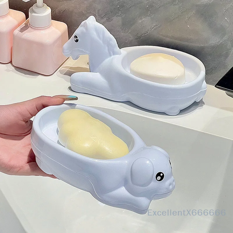 

Horse Shape Soap Box Cartoon Pig Soap Dish Drainable Storage Holder Soap Container Storage Dish Household Bathroom Accessories