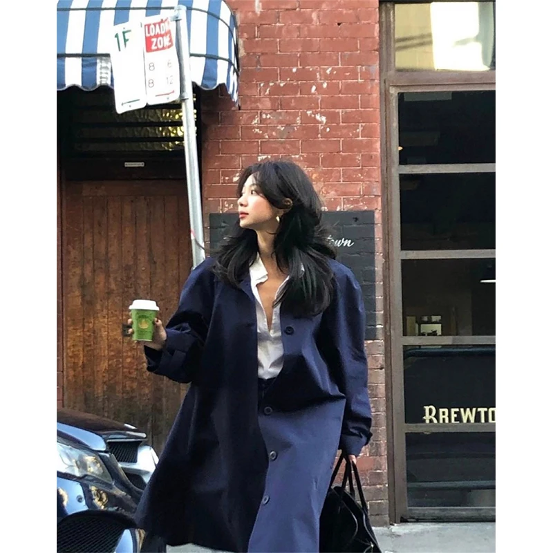 

Selfwill Women's Single-Button Coat Collar Briti Sle Long Sve Autumn Windbreaker Commute Regular Thin Other 00%