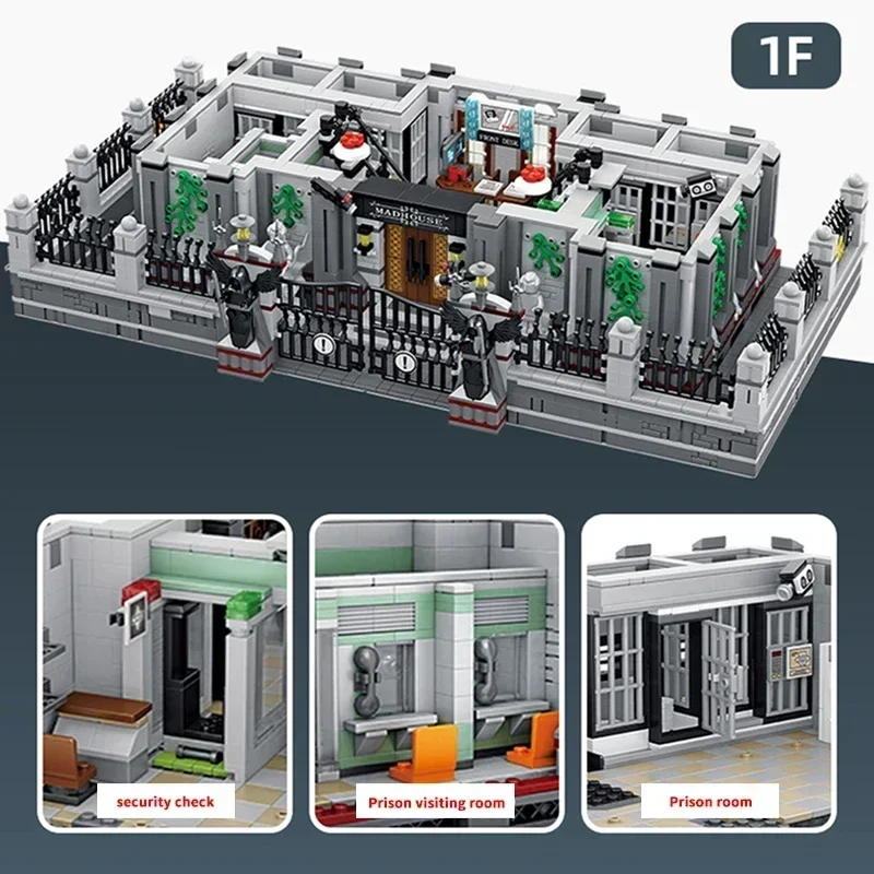 7537PCS Arkham Asilo Breakout Building Blocks Mattoni Lunatic Hospital Architettura Giocattolo assemblato Compleanno Regalo di Natale 613002