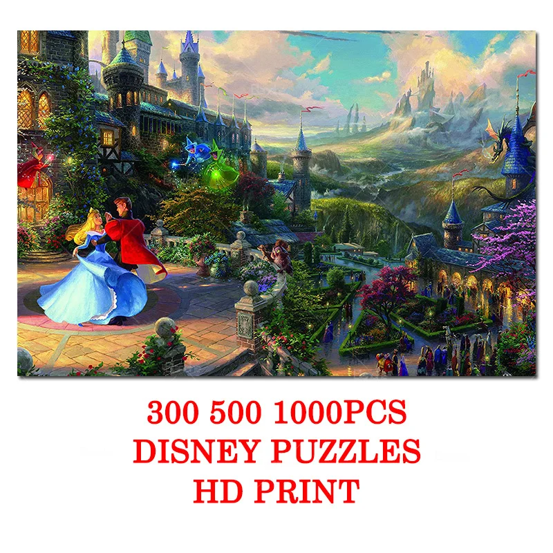 

Disney Princess Aurora Dance With Prince Castle Dreamlike 300 500 1000PCS Puzzles Paper Jigsaw For Girls Teen Adult Friends Gift