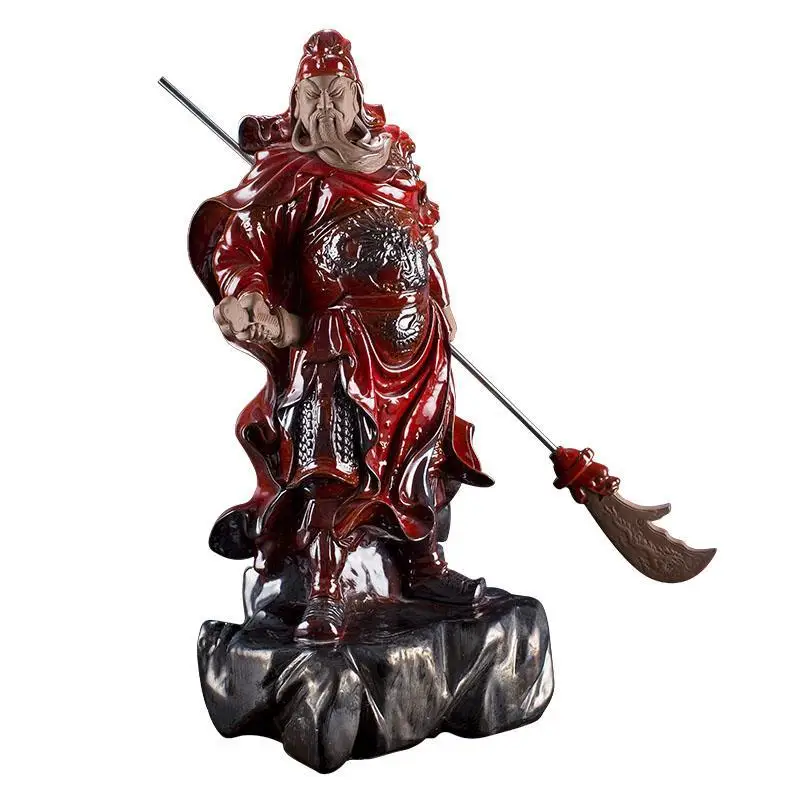 Chinese Home Decoration Feng Shui Guan Yu Decoration Big Guan Yu Ceramic Statue for Sale