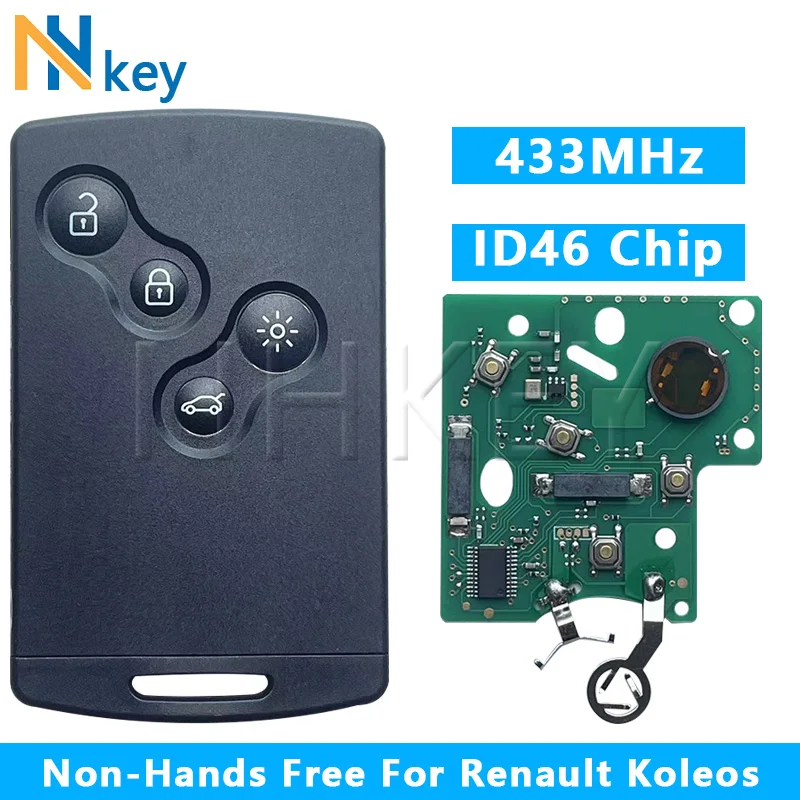 NHKEY Per Renault Megane Fluence Laguna Scenic Clio Captur Koleos 433 MHz ID46-PCF7952 Chiave A Distanza Senza Chiave Della Carta NSN19 Lama