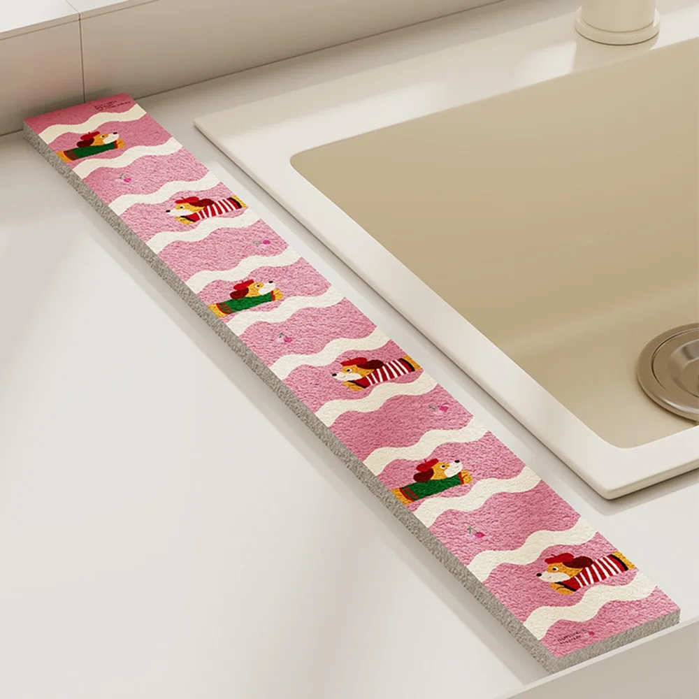 Wood Pulp Cotton Sink Countertop Absorbent Pad Cartoon Splash-proof Cleaning Wiper Quick Dry Sponge Mat Kitchen Supplies