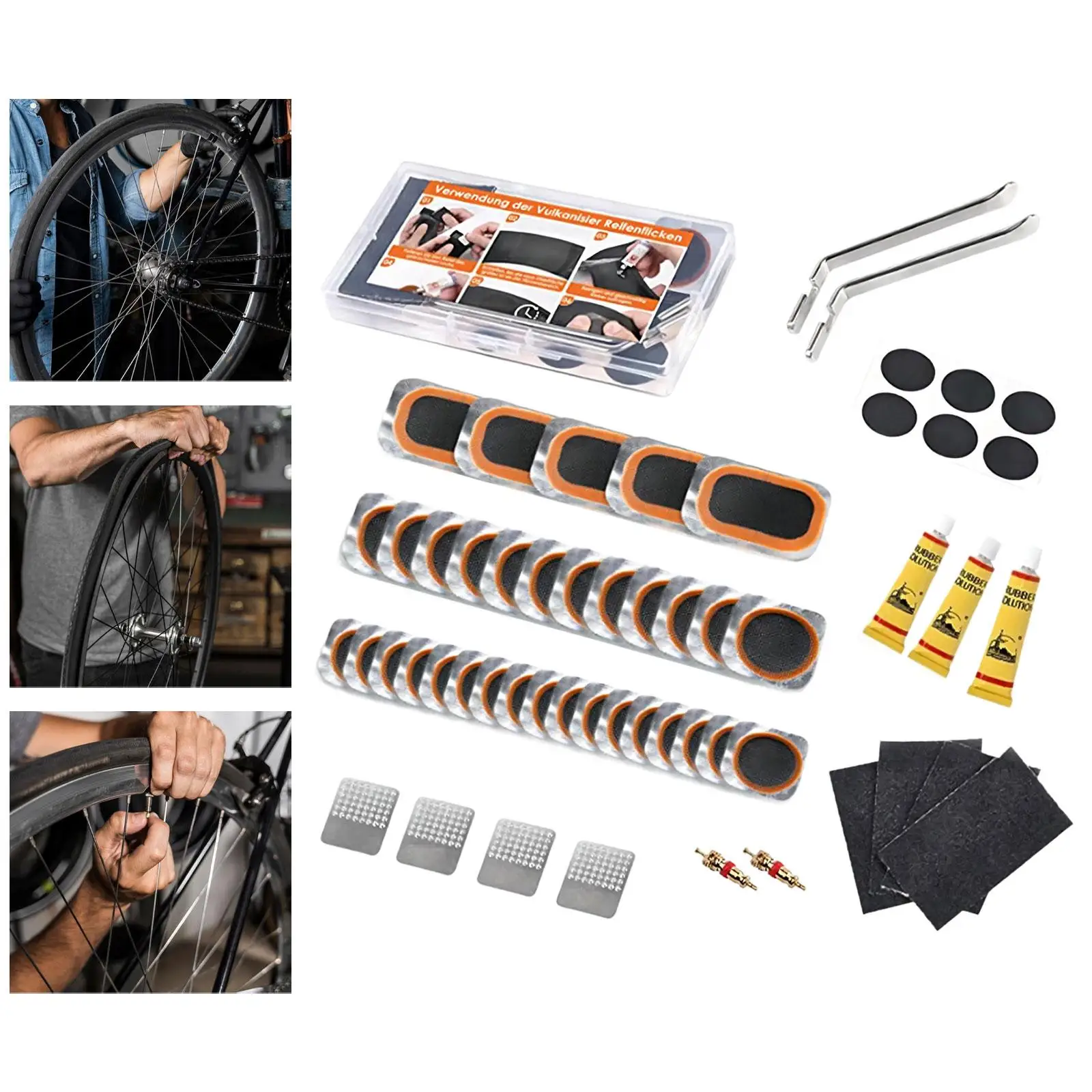 Bicycle Repair Kit Bike Inner Tube Repair Tool with Storage Box Portable