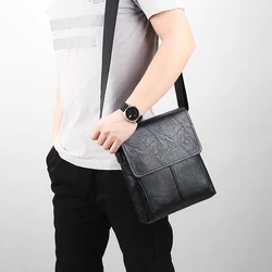 PU Leather Shoulder Side Bag For Men Purse Cross Sling Messenger Crossbody Phone Pouch Packet Work Casual Satchel Bag Husband