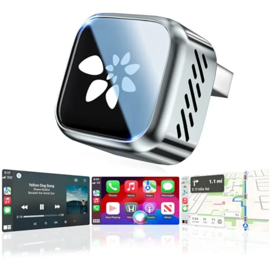 

Wireless CarPlay Adapter for iPhone Android ABS plastic black 2-in-1 mini design with 3-second auto stable connection and zero