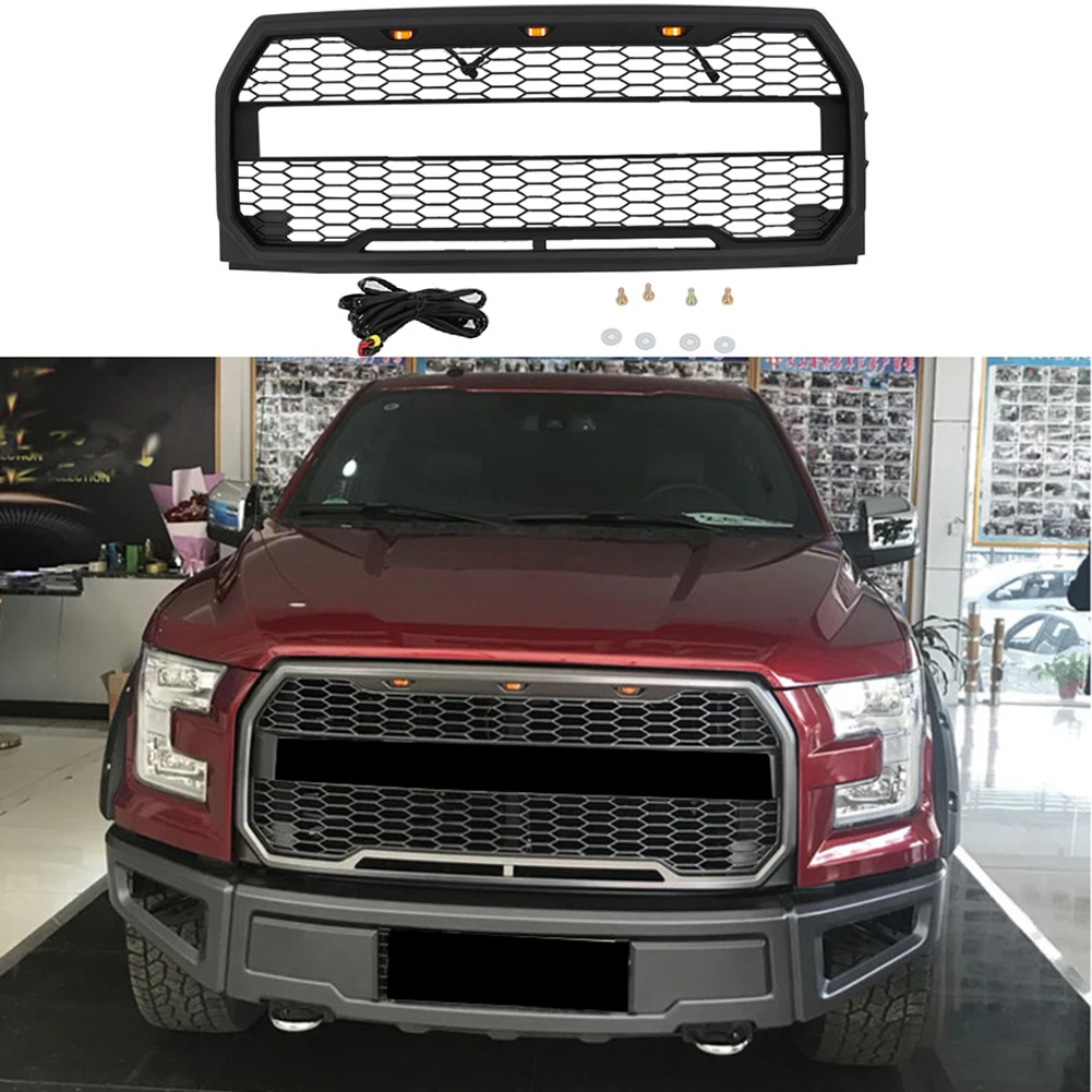 

Car Front Racing Grills Mesh Raptor Style Bumper Grilles Modified For Ford F150 2015 2016 2017