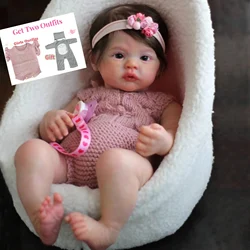 45cm Full Body Soft Silicone Viny Meadow Bebe Reborn Girl With Rooted Hair Handmade Lifelike Real Reborn Doll Toy For Children