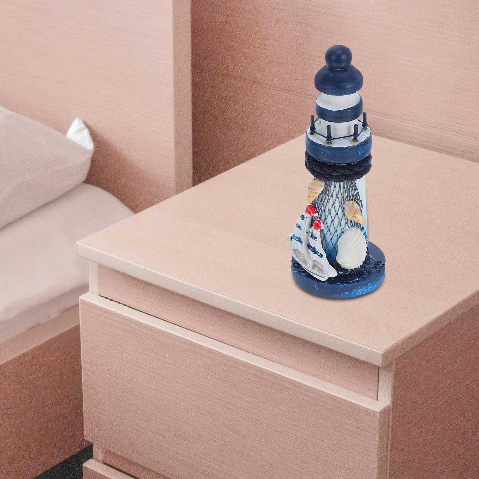 

4pcs Mini Decor Mediterranean Style Wooden Handicraft Home Home Lighthouse Decor Room Desktop Decoration Ornament Gift