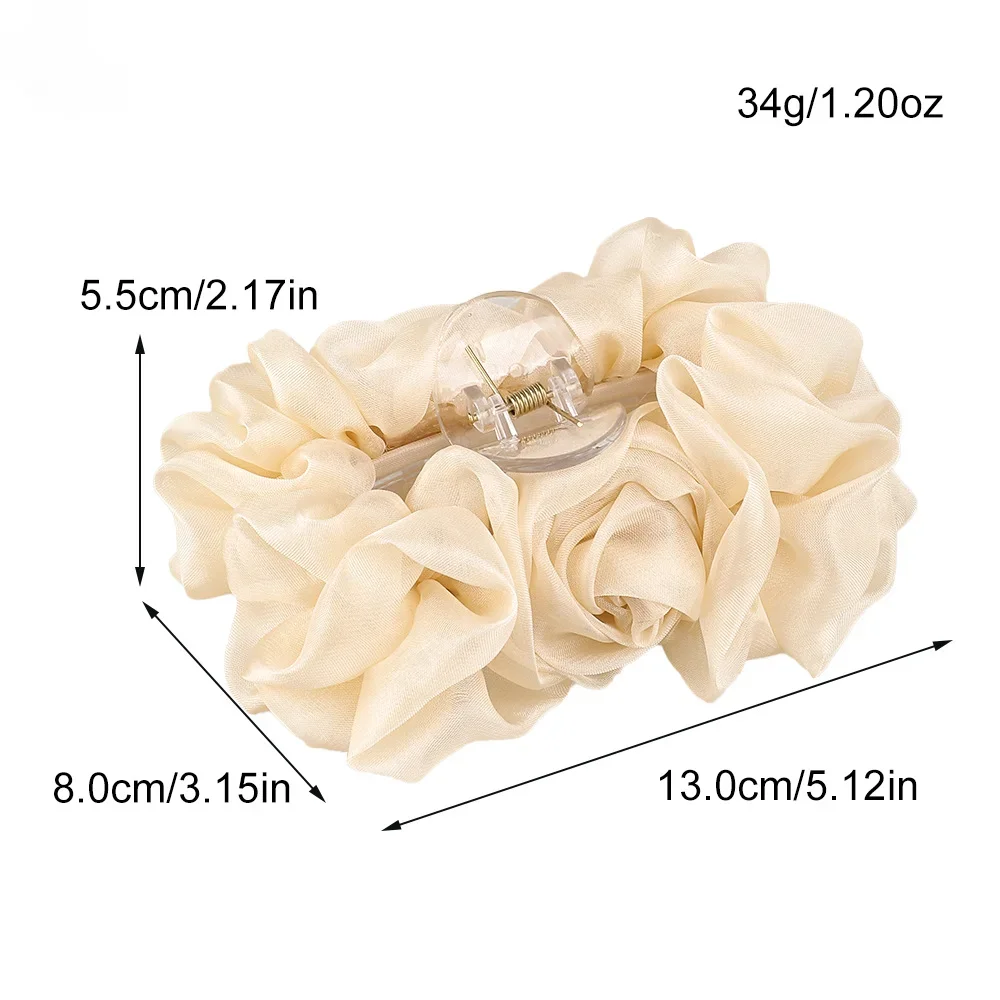 1pc fermaglio per capelli con fiocco in tessuto Chiffon 13cm grande semplice dolce pinza da donna con testa posteriore Clip di squalo accessori per