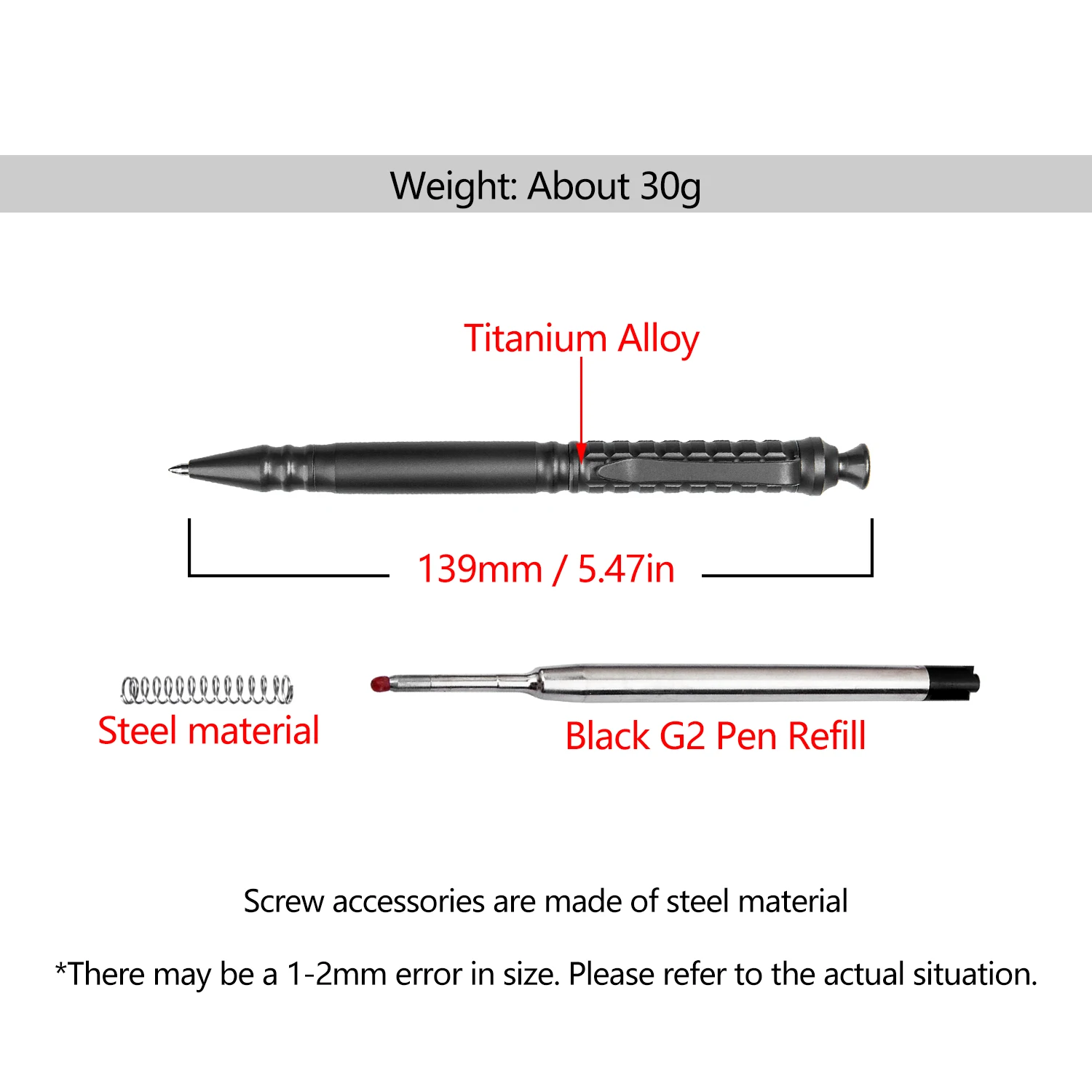 TGZUO pióro taktyczne ze stopu tytanu długopis biurowy/uroczysty długopis EDC metalowy długopis z czarnym opakowaniem prezent dla dorosłych