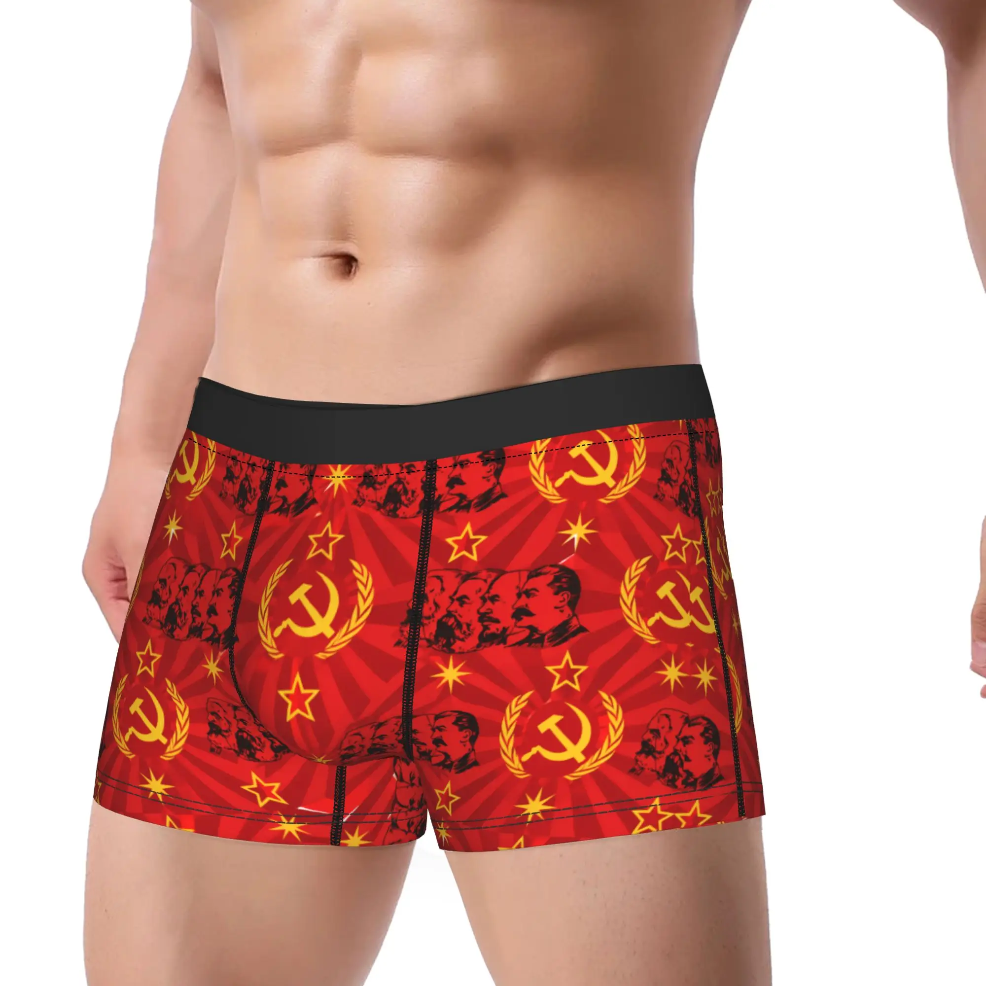 USSR Soviet Union Socialism Flag Shorts Briefs  Underwear Quality Men Classic Trunk Custom DIY Plus Size Panties