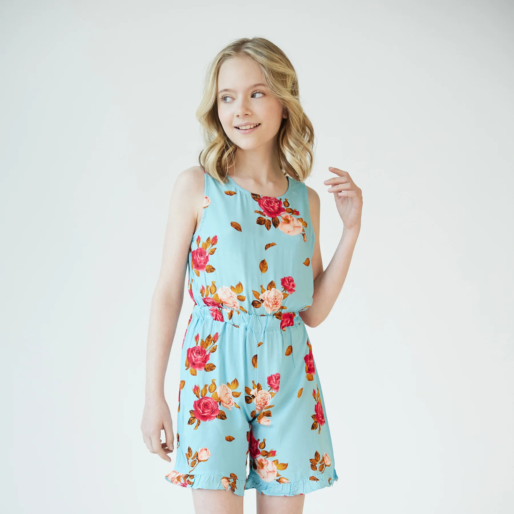 2 3 4 5 6 Years Summer Girls Overalls Sleeveless Sheer Cotton Cool Skin Friendly Twisted Backless Thin Jumpsuit New Kids Clothes