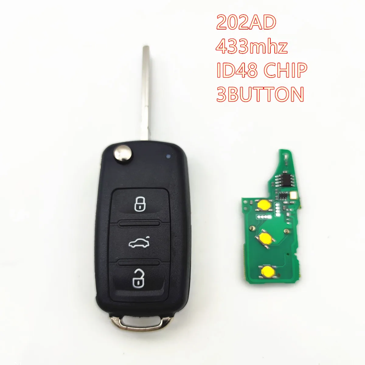 1pcs 2/3B Remote Car Key 434MHz ID48 Chip For VW Volkswagen GOLF PASSAT Tiguan Polo Jetta Beetle 5K0 837 202AD 5K0837202AD
