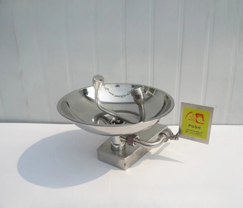

304 stainless steel eye washer, industrial laboratory double-port emergency spray vertical wall-mounted eye washer