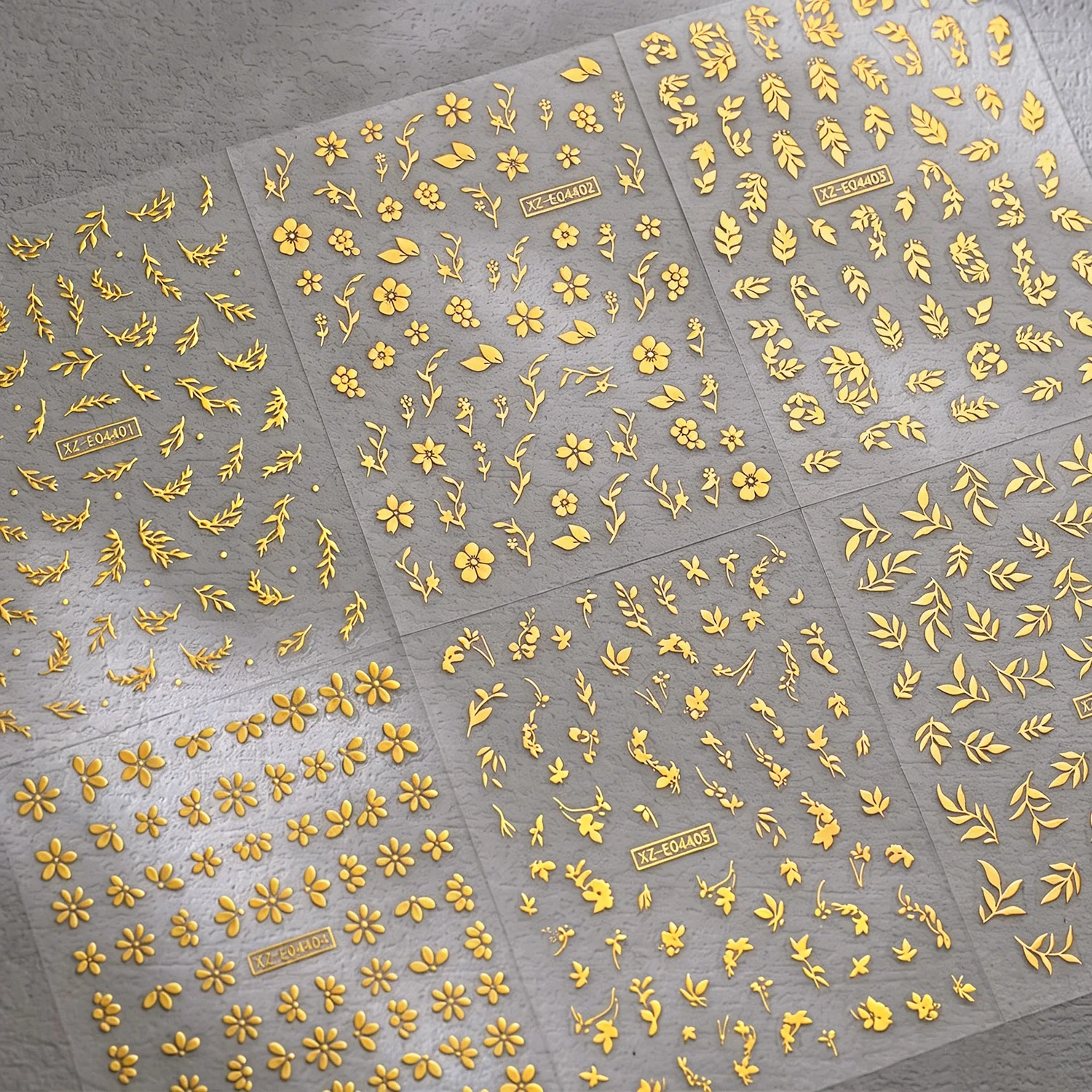 6 Stück goldene Blumen-Nagelkunst-Sticker, 3D Metallic-Blatt-Blumen-Nagelaufkleber für DIY Frühling Sommer elegante tägliche Party-Maniküre-Accessoires – Detail 7