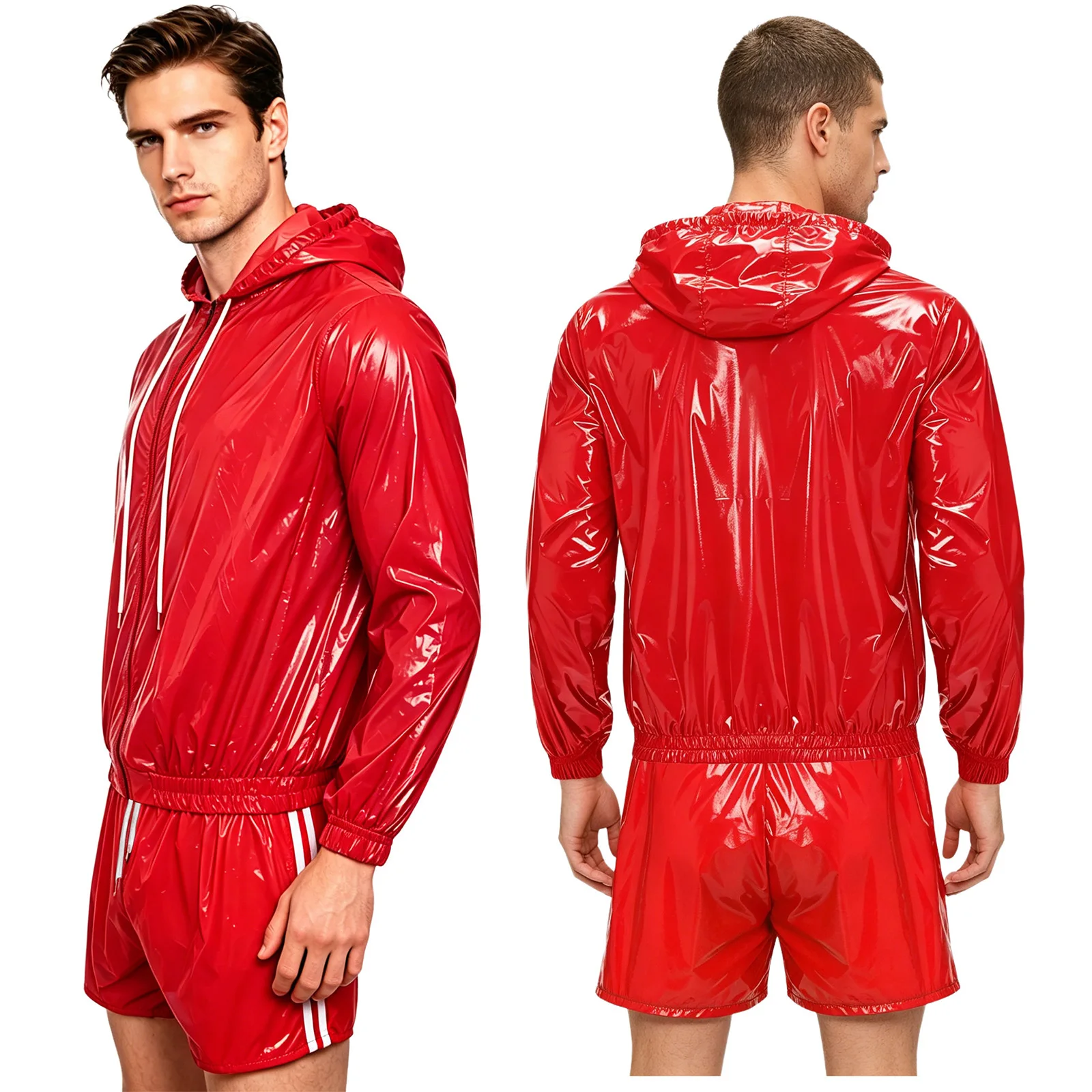 

Mens Waterproof Sportswear Swim Sets Hooded Jacket Windbreaker and Boxer Shorts Sweat Outfit for Rafting Canyoning River Ride
