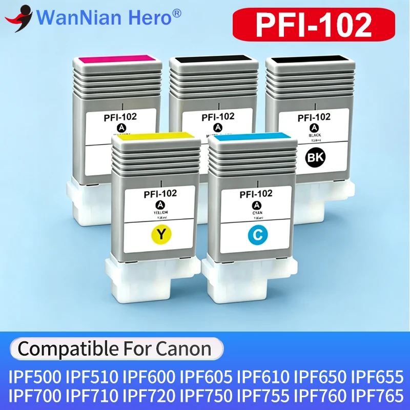 PFI 102 PFI-102 PFI102 Ink cartridge Compatible for Canon iPF605 iPF610 iPF650 iPF655 iPF700 iPF710 iPF750 iPF755 iPF760 iPF765