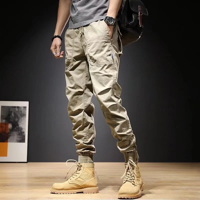 

American Sle Casual Wear-Resistant Men's Work Trousers Loose Elastic Spring Autumn Harlan Slim plus Size Loose Slimming Cuf...